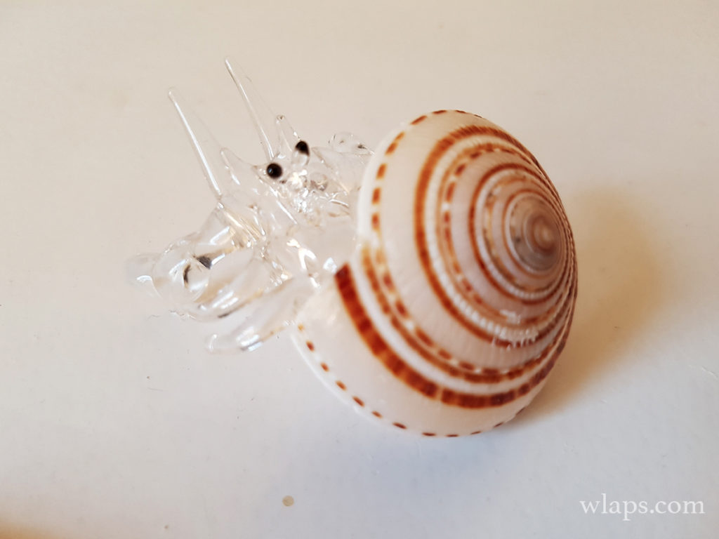Bernard l’ermite en verre ramené en souvenir de Marie Galante