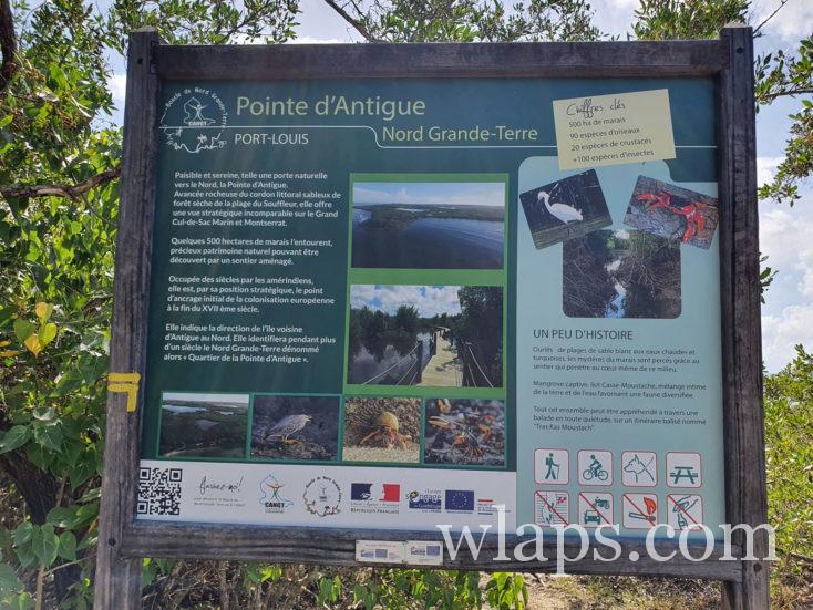 panneau informatif de la Pointe d'Antigue en Guadeloupe