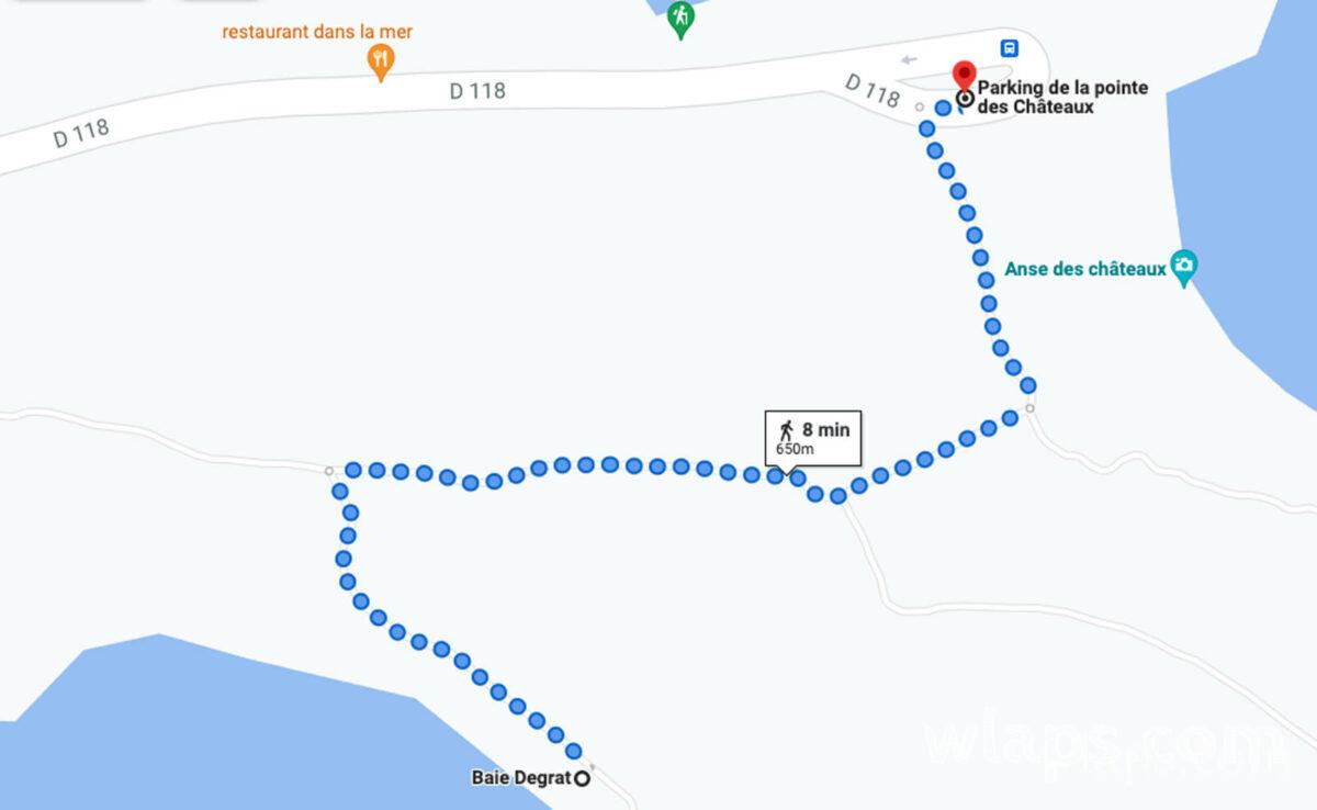 chemin pour aller à la baie degrat