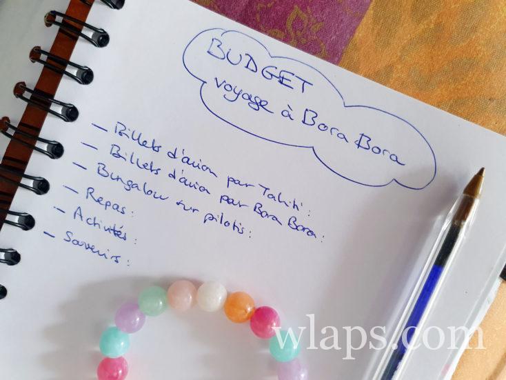 carnet pour le budget à Bora Bora
