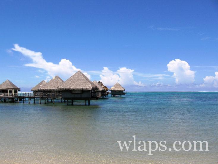 Bungalows sur pilotis lors de notre voyage en Polynésie