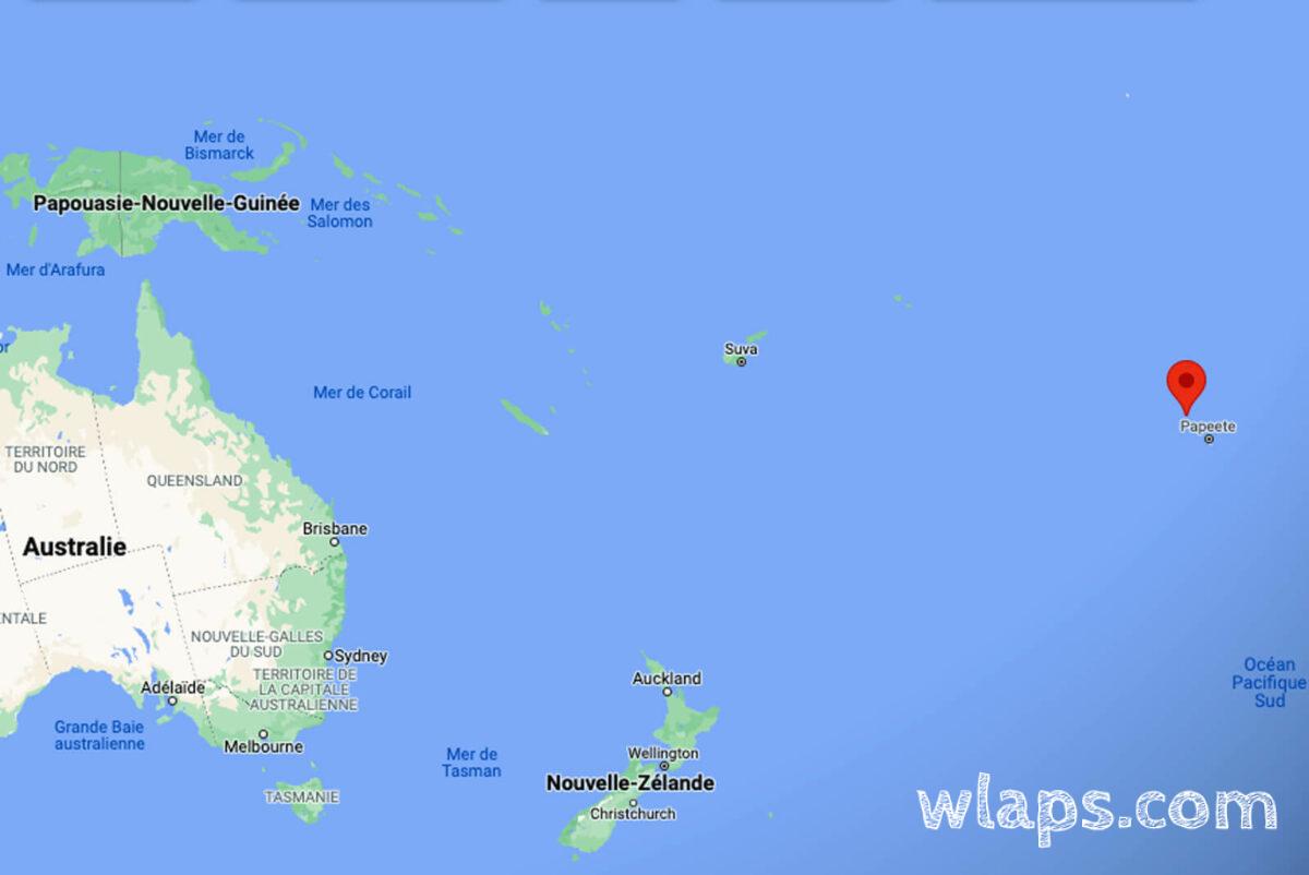 carte google maps pour situer l'île de Bora Bora