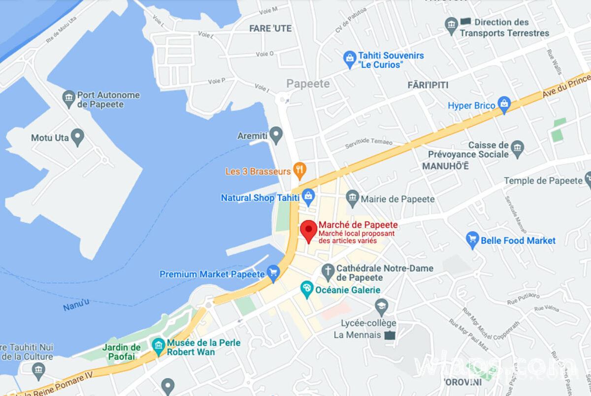 carte du marché de Papeete