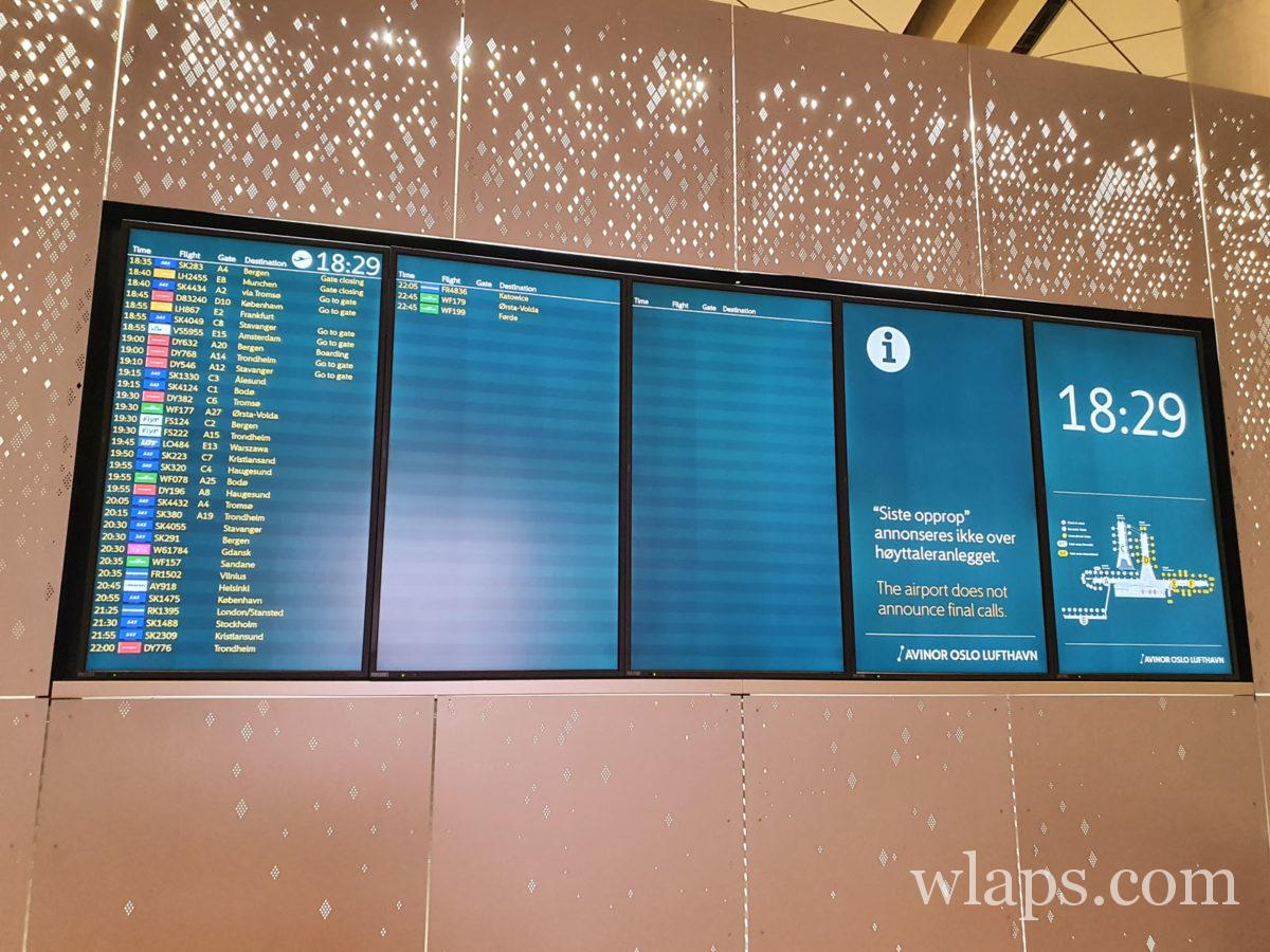 panneau dans l'aéroport d'Oslo