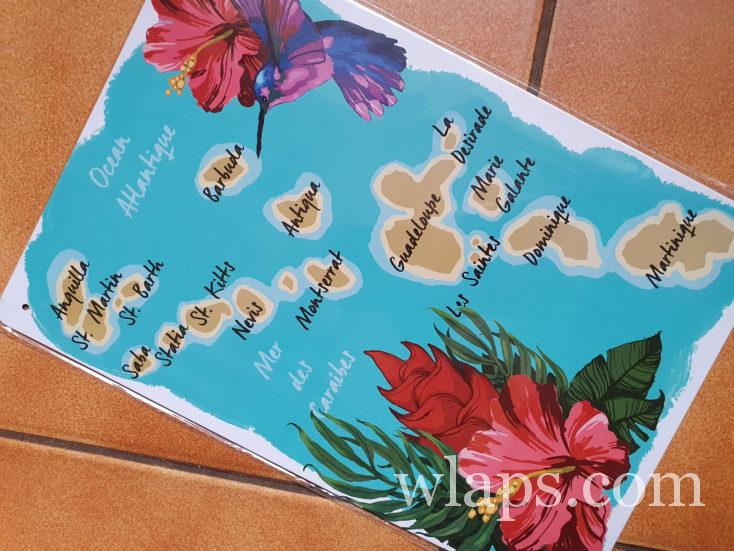 Carte des Antilles en métal