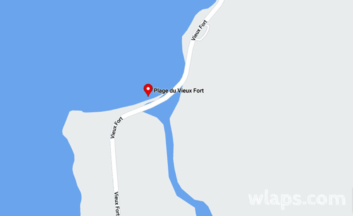 Carte pour situer la mangrove : juste de l'autre côté de la plage de Vieux Fort