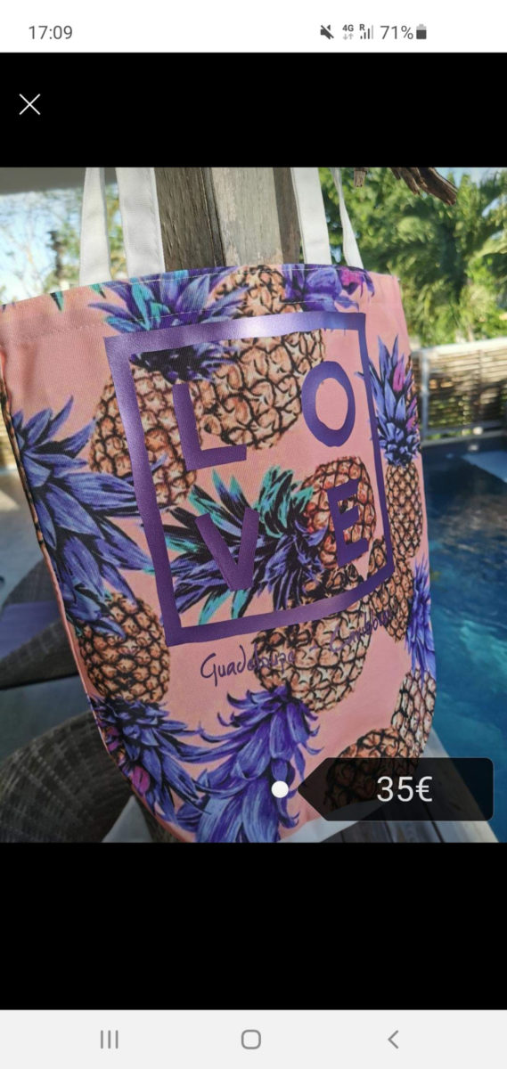 Sac LOVE Guadeloupe avec des ananas