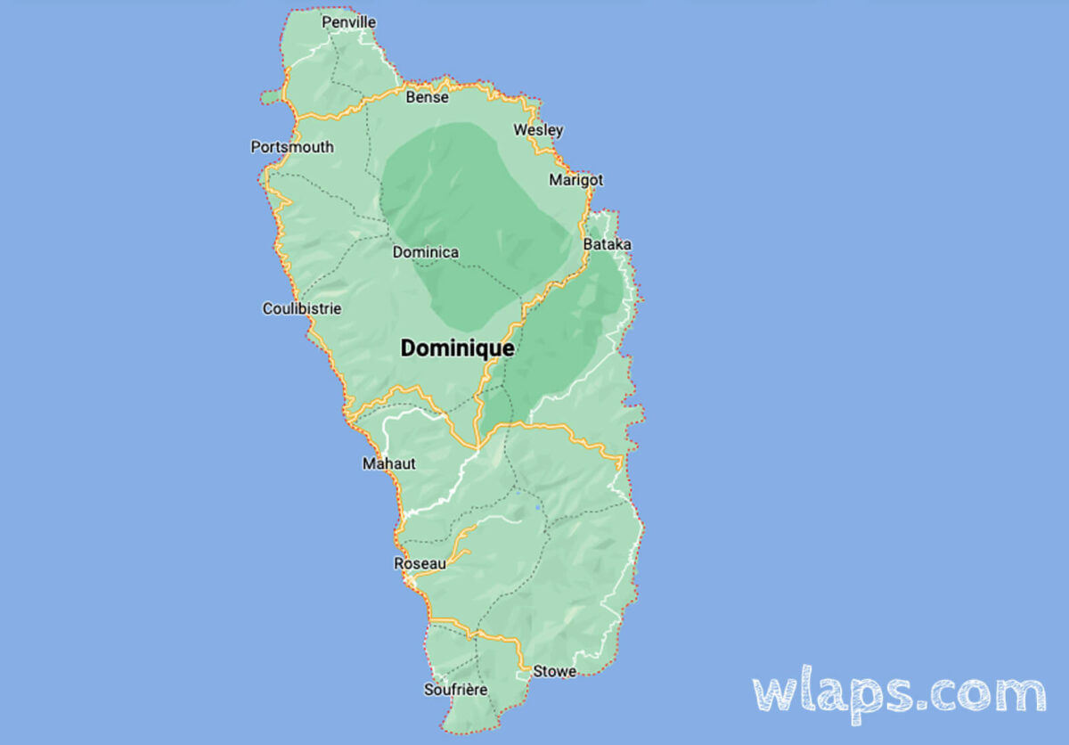 Carte maps pour savoir à quoi ressemble la Dominique